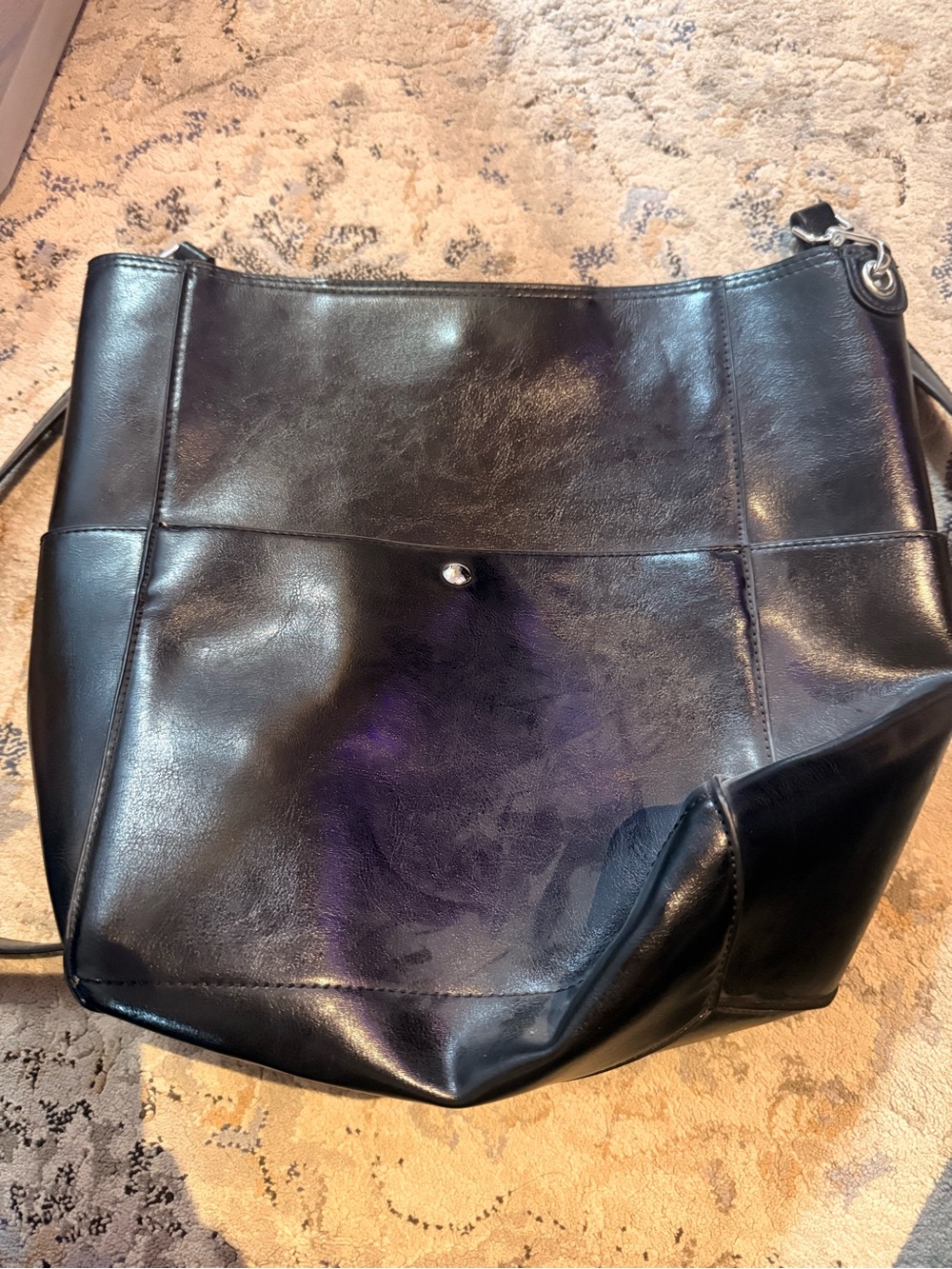 Classic Black Faux Leather Shoulder Bag - Timeless Women's Tote